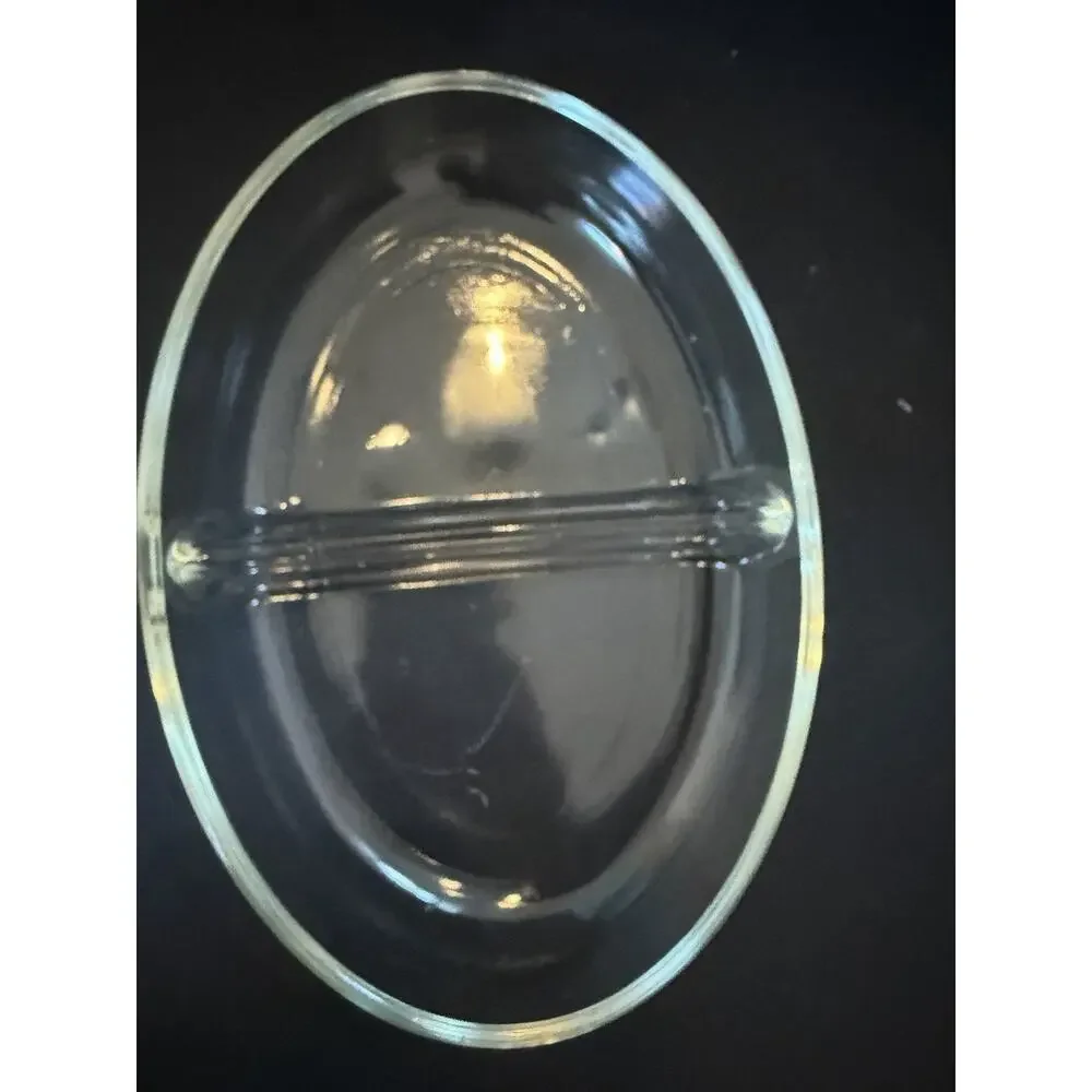 Vintage Glasbake 558 Clear Glass Divided Baking Serving Dish 9 Inch USA